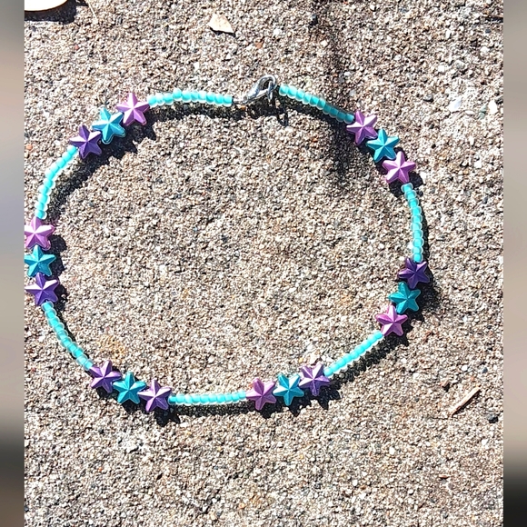 Handcrafted Beaded Choker Stars & Beads 15" - Picture 2 of 5